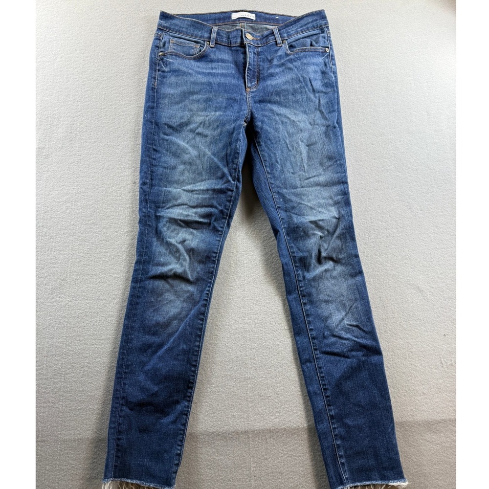 Loft Modern Skinny Jeans Women 8/29 Blue Raw Hem Frayed Denim 32x30